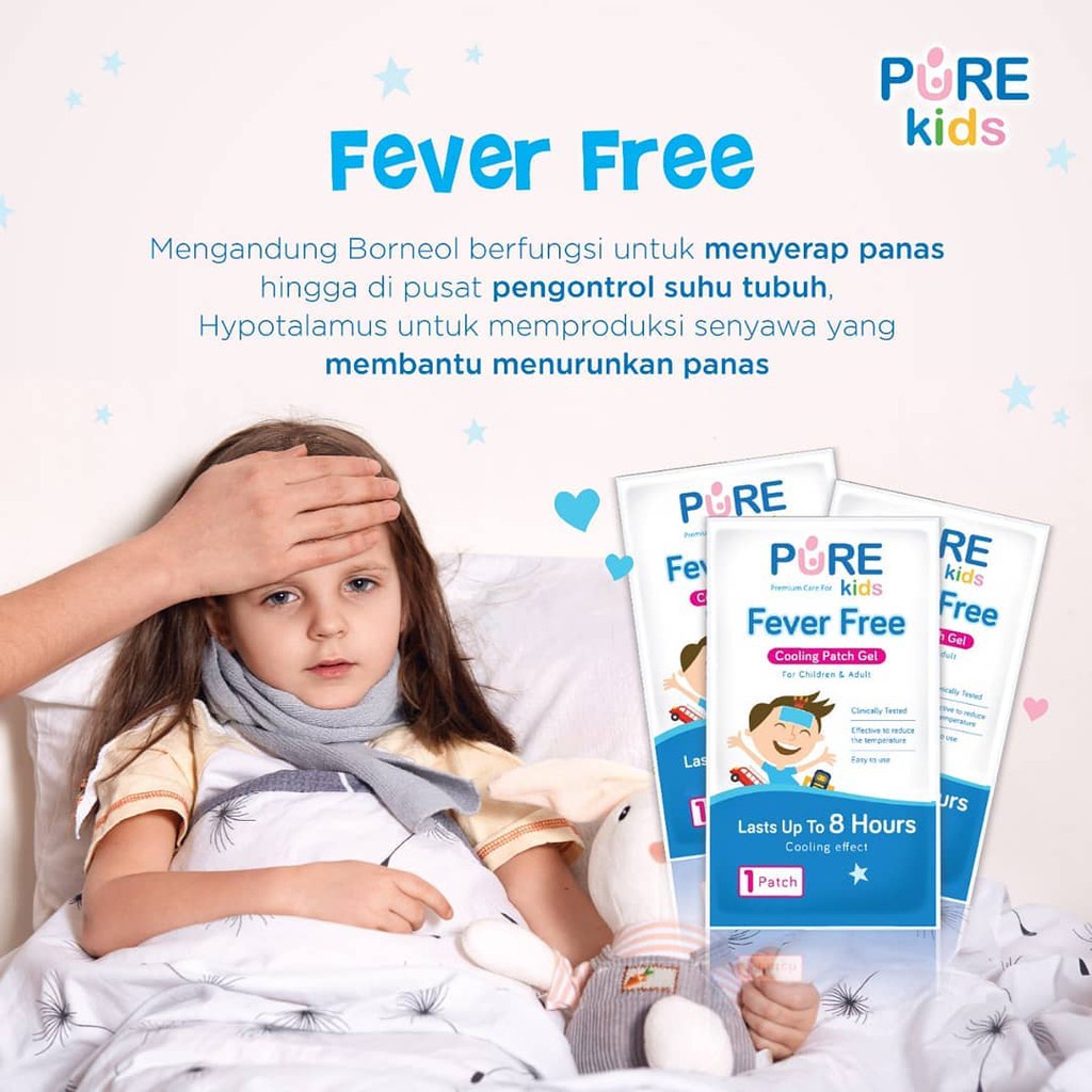 ❤ZJ❤ PURE Kids Fever Free / Plester Kompres Demam Bayi dan  Anak PURE Kids