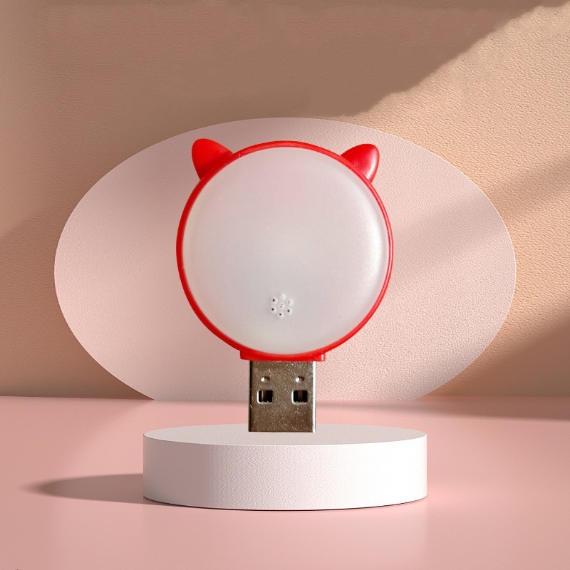 Lampu Baca LED Mini Portable Hemat Energi Bentuk Kartun Kucing Lucu Dengan Port USB