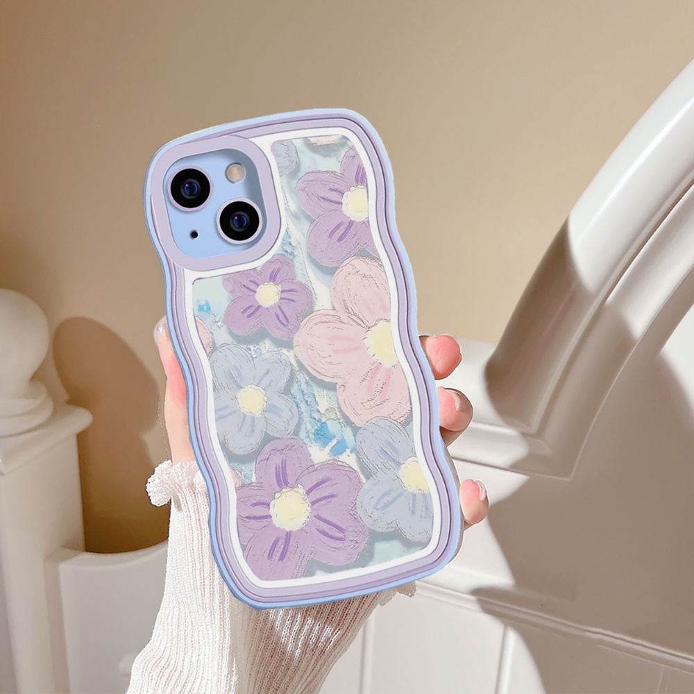 Soft Case TPU Motif Bunga Ungu Untuk OPPO A57 2022 A17 A17K A77S A16K A16 A16E A55 A95 A96 A76 A12 A5s A15 A54 A7 A53 A3s A31 A52 A92 F9 F11 Reno 5F