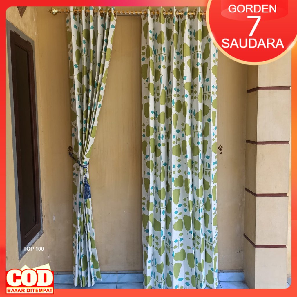 Gorden Pintu Shaby Bahan Tebal Gorden Jendela Motif Bunga Minimalis Premium Kekinian