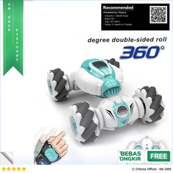 

Unik SHAREFUNBAY Remote Control Stunt Car Remote 360 Degree 4WD 2.4G S-012 - Hijau Etc Murah