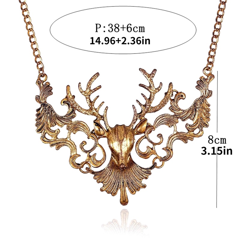 Fancyqube Kalung Liontin Bentuk Rusa Warna Hitam Gaya Vintage Untuk Wanita