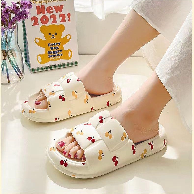 SANDAL SELOP WANITA MOTIF CHERRY LOVE ASTRONOT AWAN Slop Jelly Korean Import Soft Slipper Elastic Empuk PVC / Slip On RUMAH TEBEL NYAMAN awan cloud rumah anti slip Cewek Sepatu Casual