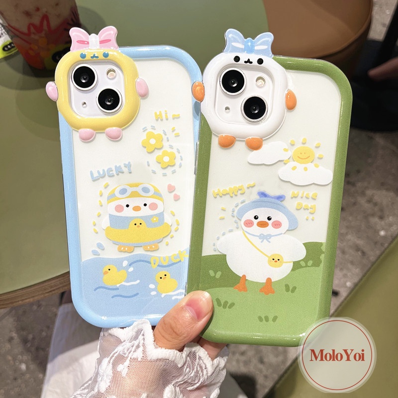 Soft Case Tpu Motif Kartun Bebek 3d Untuk iPhone 13 12 11 14 Pro Max 7 6s 6 8 14 Plus X XR XS Max SE 2020