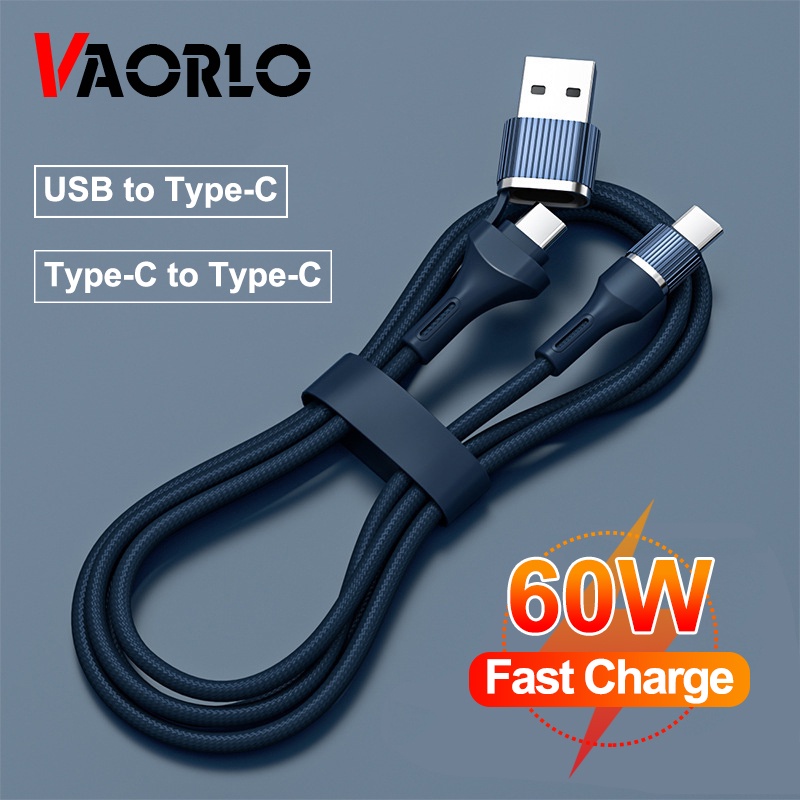 2 in 1 Kabel Data / Charger USB Tipe C 60W Fast Charging