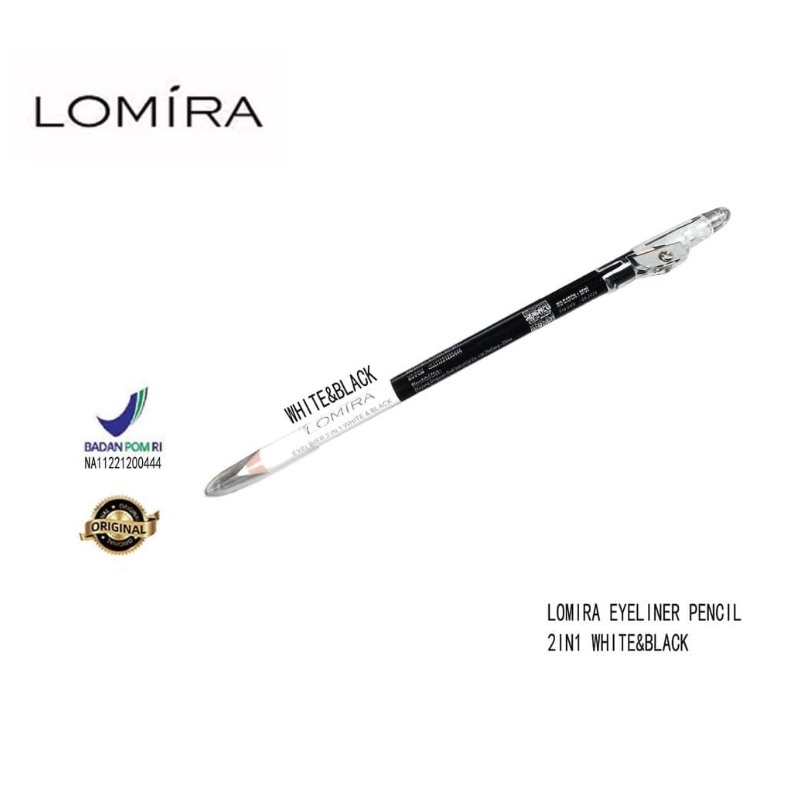 Lomira Pensil Eyeliner 2in1 Warna Black &amp; White BPOM