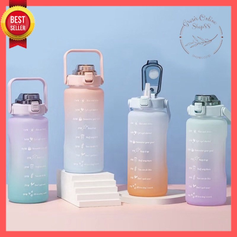 [GOS] -E102-  BOTOL MINUM 2 LITER QUITFIT BOTTLE / BOTOL MINUM MOTIVASI PENANDA WAKTU VIRAL TIKTOK