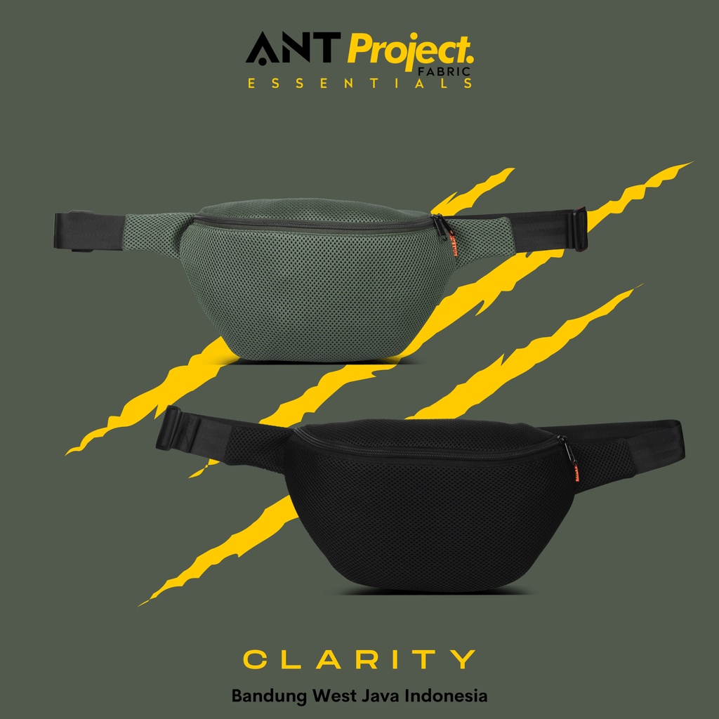 ANT PROJECT - Waistbag Pria CLARITY Hitam - Tas Pinggang