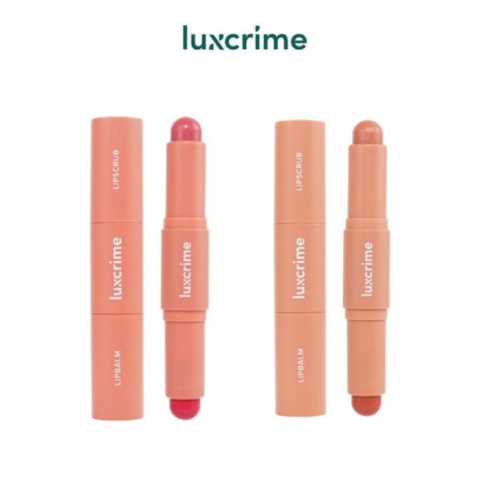 [BPOM] LUXCRIME DUO LIP CARE 100%ORI LIPCARE PEACH CRUSH STRAWBERRY GLAZE Balm Scrub Lipbalm Lipscru