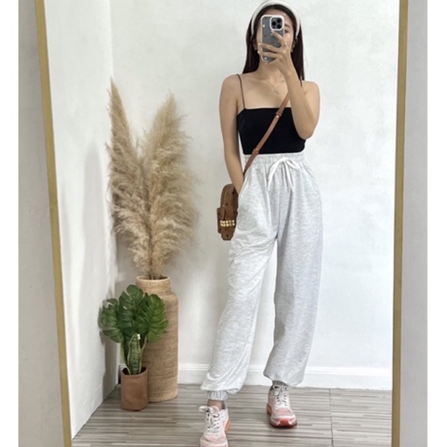 Bimo Jogger Pants Basic Kolor Celana Training Polos Wanita Bahan Baby Terry