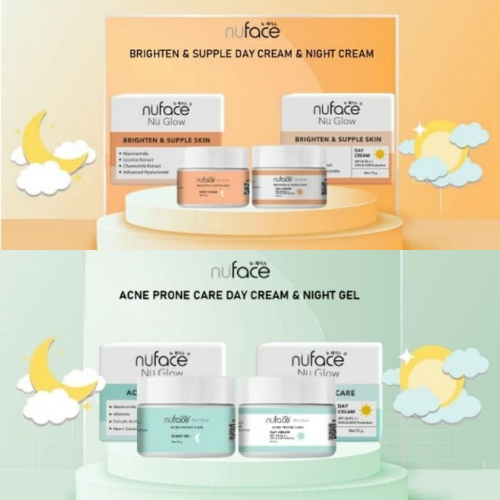 Nuface Nu Glow Paket (Day & Night) - Paket Brighten & Supple Skin - Paket Acne Prone Care