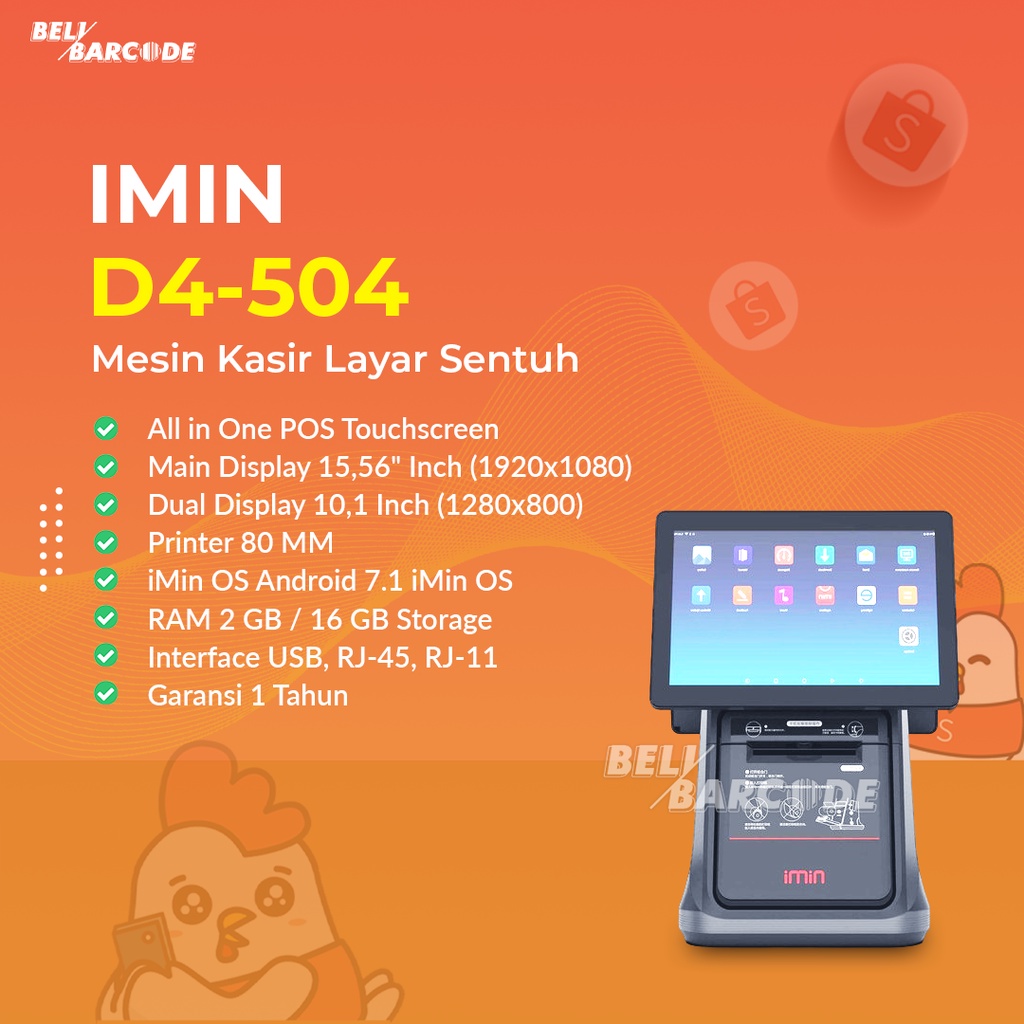 Mesin Kasir Android POS iMin D4 504 All in One