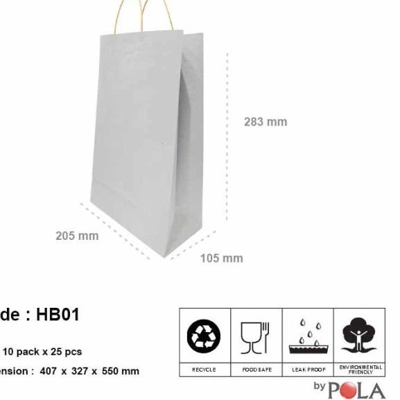 

Paper bag handle murah / kantong kertas tenteng murah HB01 white