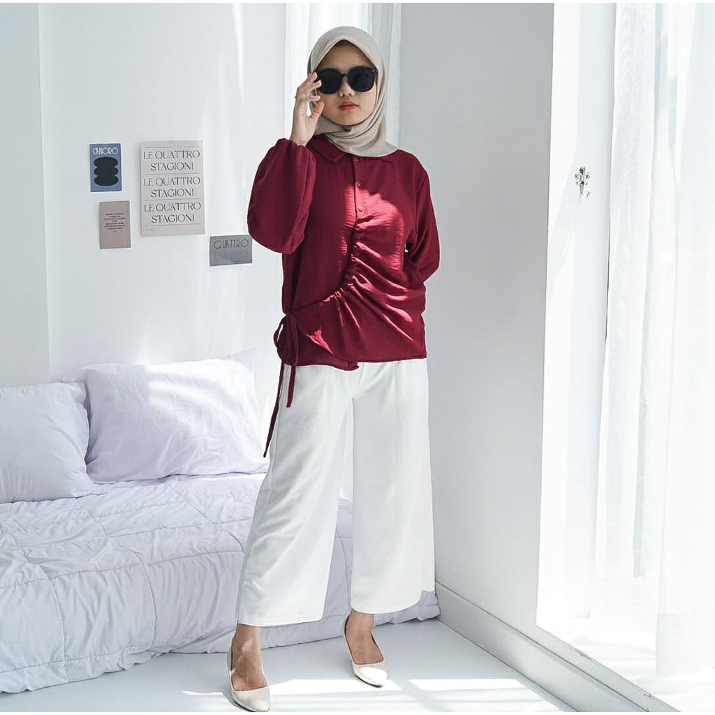 BEFAST - ZFS OOTD Blouse FELICIA / NAMIA CRINCLE BLOUSE KERUT / Blouse Wanita Model Terbaru / Pakaian Casual Remaja Wanita / Blouse Lengan Panjang Polos / Fashion Kekinian Remaja ABG / Outfit Wanita Trendy / Blouse Kerja Wanita / Terlaris