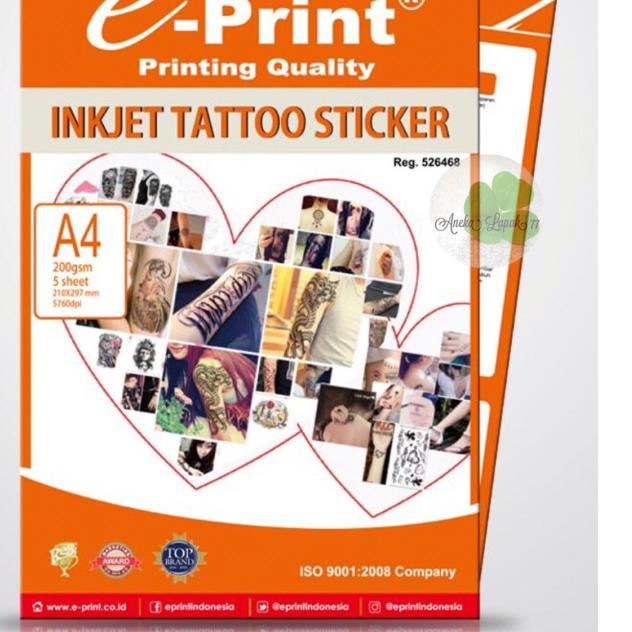 

E-print inkjet tattoo sticker 200 gsm/5 lbr kertas buat tatto sendiri