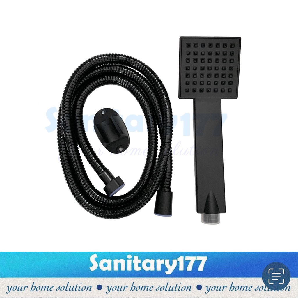 Hand Shower mandi Minimalis Kotak HITAM 3017 - Head Handshower Mandi abu gray grey Semprotan mandi black spray sprayer bathroom gun metal