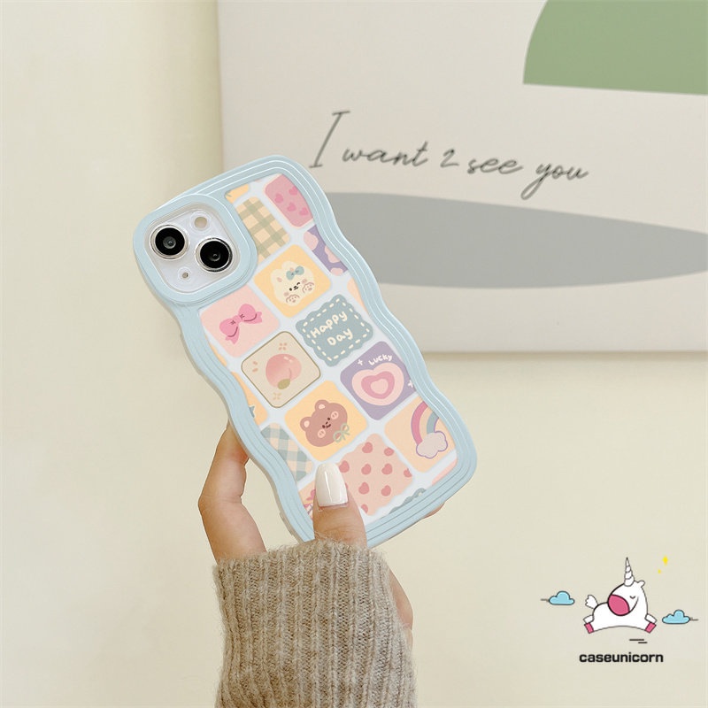 Casing Wave Edge Case Redmi 12C 9 9T 9A 10C 10 9C NFC 10A Note 9ro 9s 11s 10s Note 11 10 Pro 11pro+Note8 Note9 POCO X3 NFC Pro M3 Mi 11T Ilustrasi Kartun Kisi Bear Cover