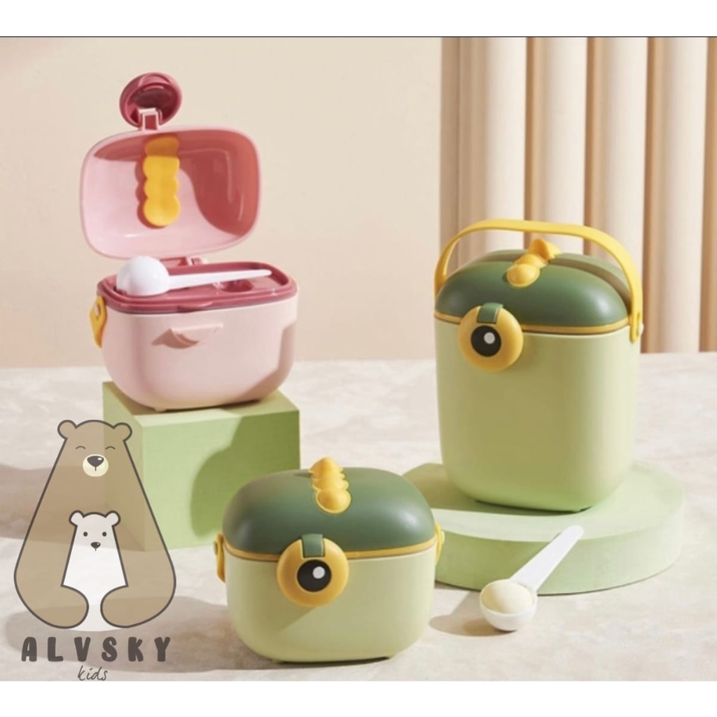 TEMPAT SUSU BUBUK BAYI KOTAK SUSU MOTIF DINO 800 ML / TEMPAT SNACK MAKANAN BAYI / TEMPAT PENYIMPANAN SUSU DAN MAKANAN ANAK BAYI
