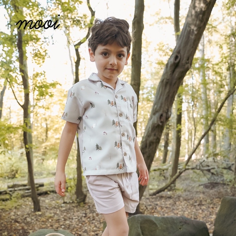 MOOI PRINTED SHIRT SET - Mooi Setelan Anak Laki-laki Kemeja Anak Printed Shirt Set