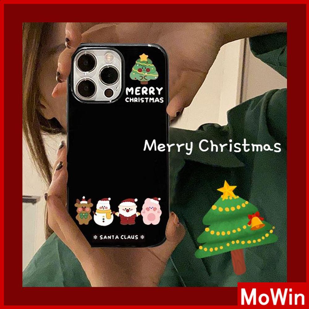 For iPhone 14 Pro Max iPhone Case Glossy Black TPU Soft Case Shockproof Protection Camera Merry Christmas Tree Gift Compatible For iPhone 13 Pro max 12 Pro Max 11 xr xs 7Plus 7 8
