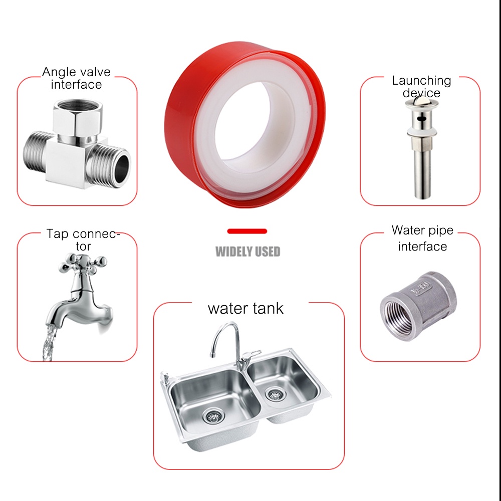 Tape Perekat Bahan PTFE Tebal Super Lengket 20M Warna Putih Anti Bocor Untuk Pipa Gas / Air