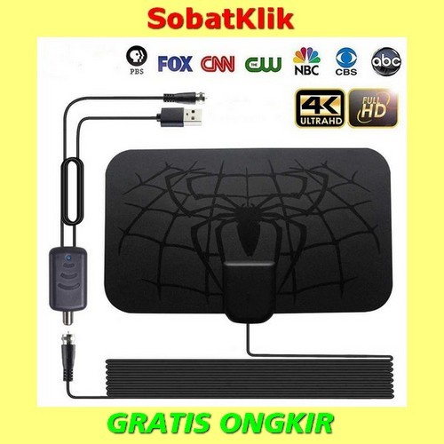 Antena Antena Tv Penangkap Siaran Digital + Booster Antena (Super Jernih)