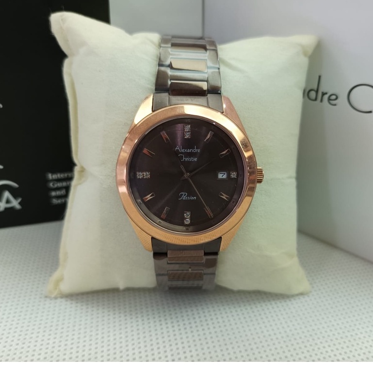 Alexandre Christie Passion AC 2948 LD BROBO Dark Brown Dial Stainless Steel Strap