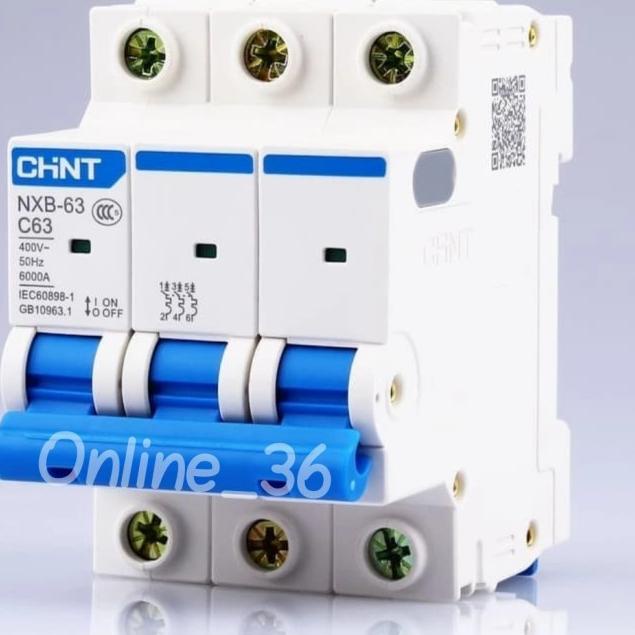 mcb 3 phase 50A-63A chint NXB-63 - 3p 50A