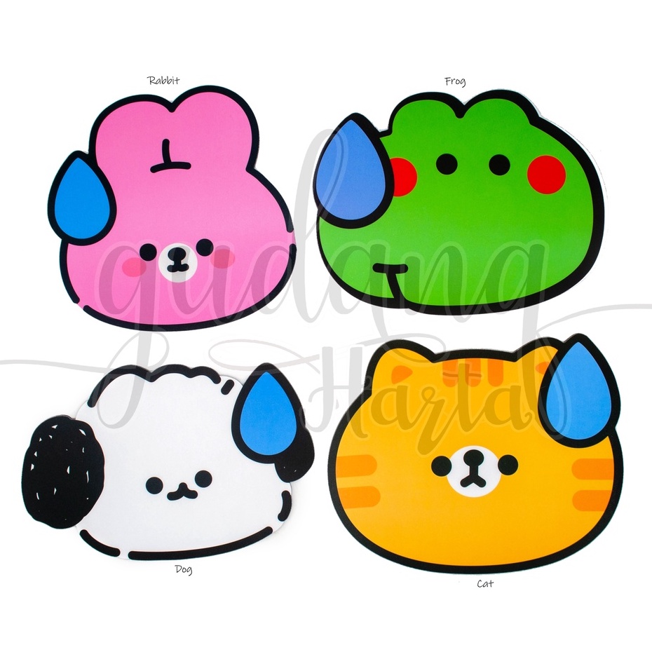 Mouse Pad Hewan Emot Air Anti Slip Motif Frog Rabbit Bear Simple Lucu GH 317004