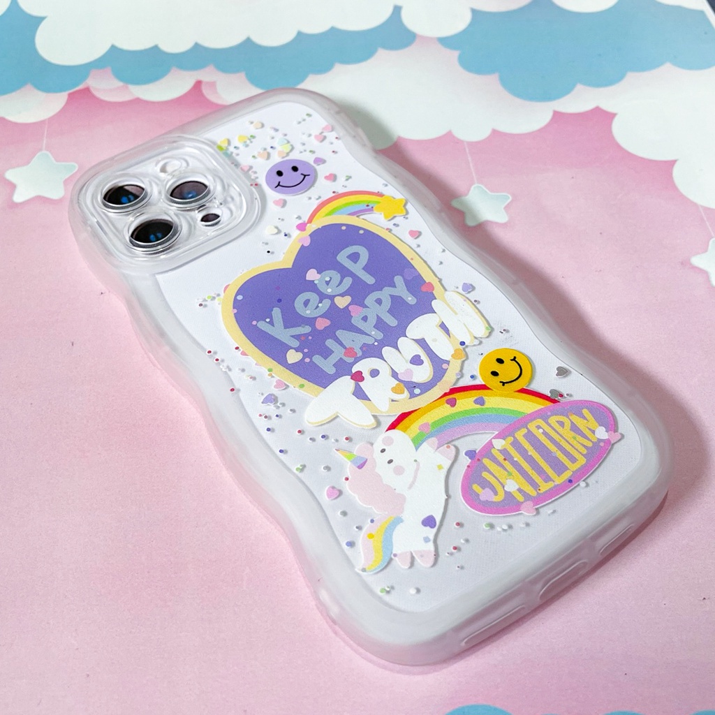 Wavy Unicorn - Curly Softcase for OPPO A3S A5S C1 A16 A15 A5 A9 2020 A17 A53 A54 A33 A55 A16 A7 A12 A11K A1K A92 A52 A96 A76 9i A57 A77S