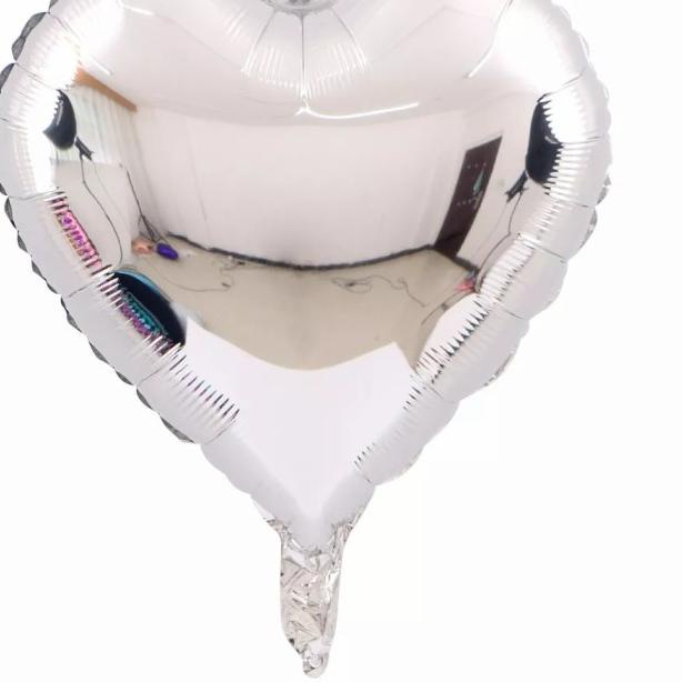 balon foil love / balon foil bentuk hati per pack isi 50pcs - silver