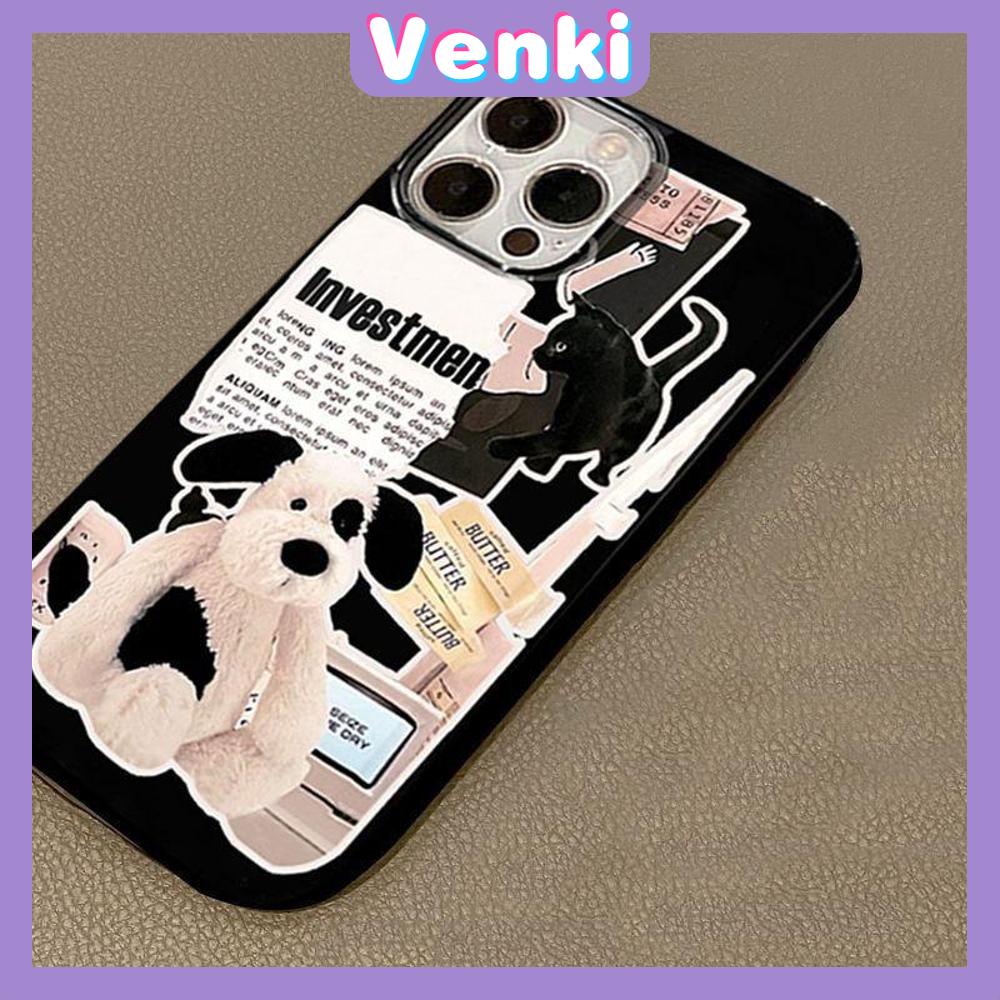 Case iPhone 14 Pro Max TPU Soft Case Sweet Cute Stuffed Dog Glossy Black Candy Case Camera Protection Shockproof For iPhone 14 13 12 11 Plus Pro Max 7 Plus X XR