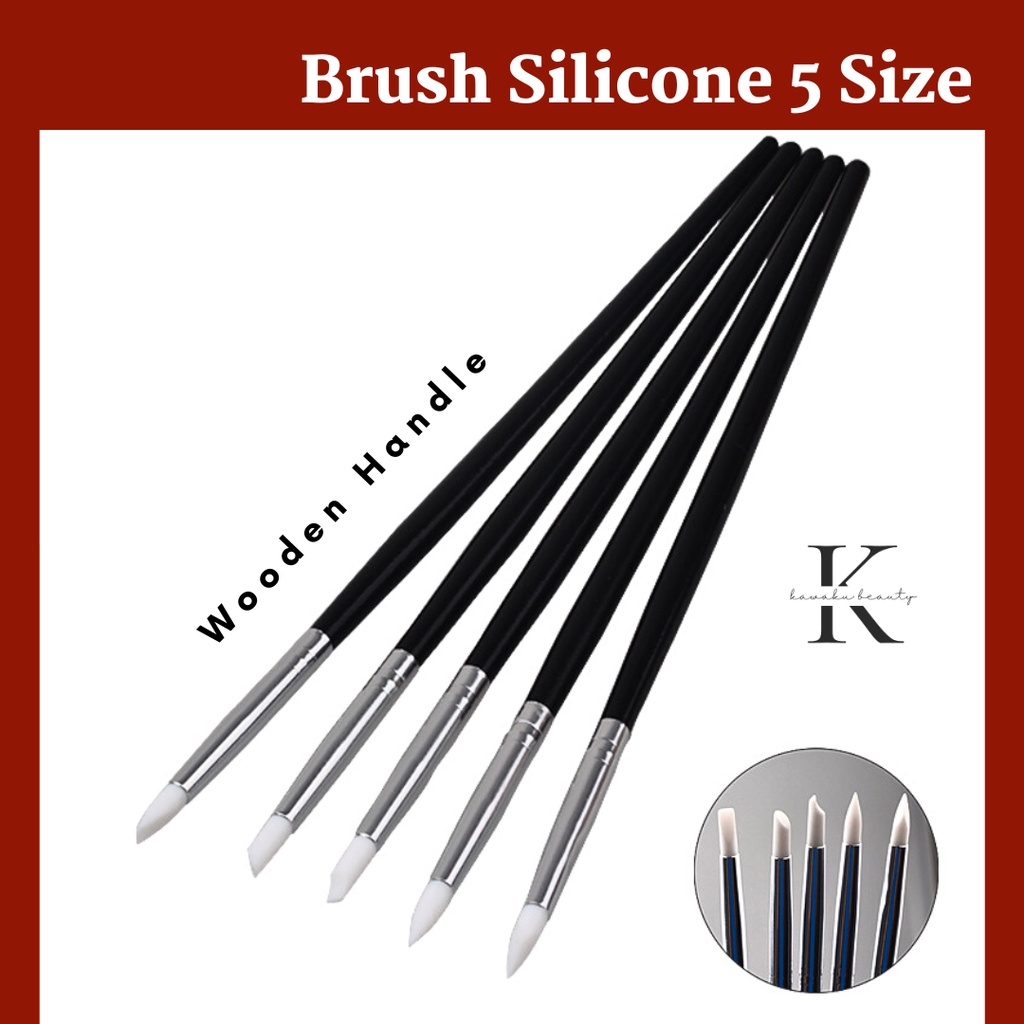 Brush Kuas Nail Art Flat Head Set 5 Size  (NP-6)