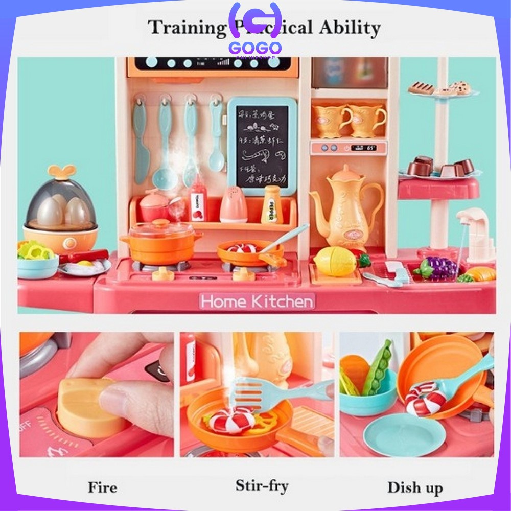 GOGO-M24 Mainan Spraying Mist Kitchen Set Isi 65PCS Mainan Masak Masakan Dapur Anak Perempuan 888-54