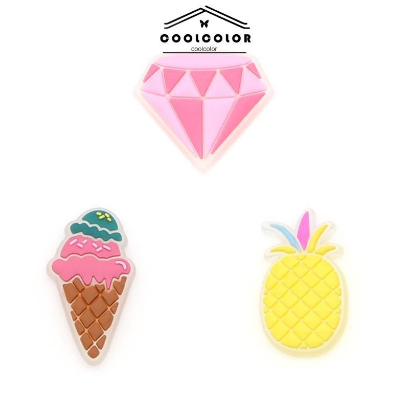 COD❤️Charms Pin Bahan Pvc Glow In The Dark Desain Makanan Untuk Aksesoris Charms Fashion- cl
