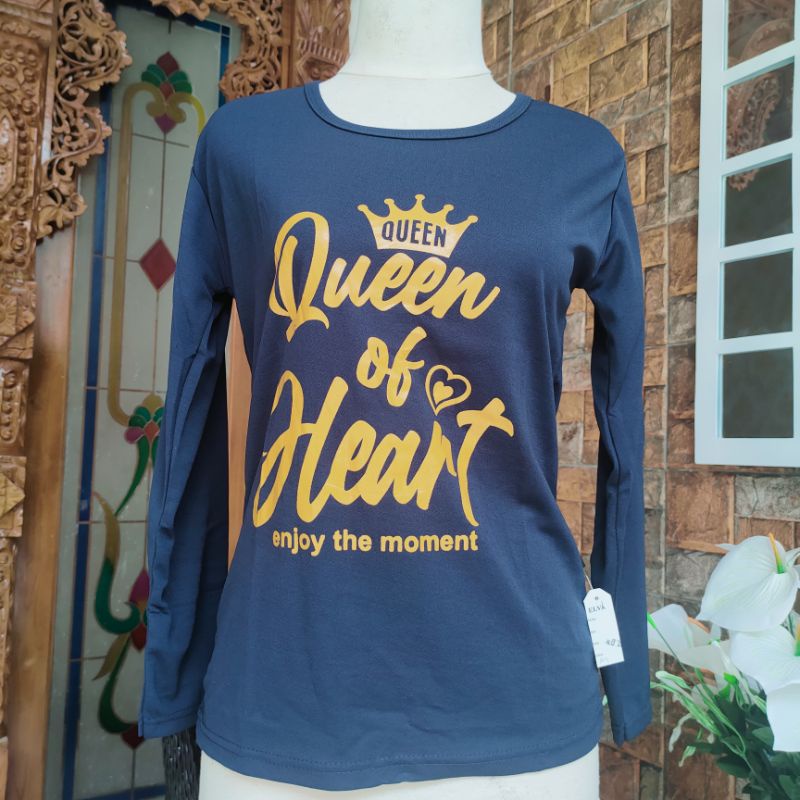 Kaos Dewasa Queen Kaos Harian Perempuan Cewek Wanita Atasan Lengan Panjang Kekinian Viral Terbaru