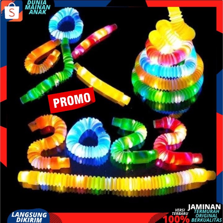 Mainan Lampu Stick Pipa Selang Fidget Toy / mainan pipa lampu Pop Pipes / Mainan Viral CEV Light Up Pop Tubes