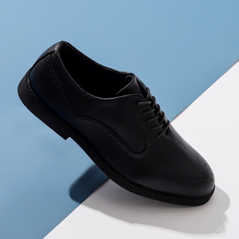 CERBERUS BLACK - Sepatu Pantofel Formal Oxford Pria Kerja Kantor Casual Sepatu Pantopel Hitam Tali Original