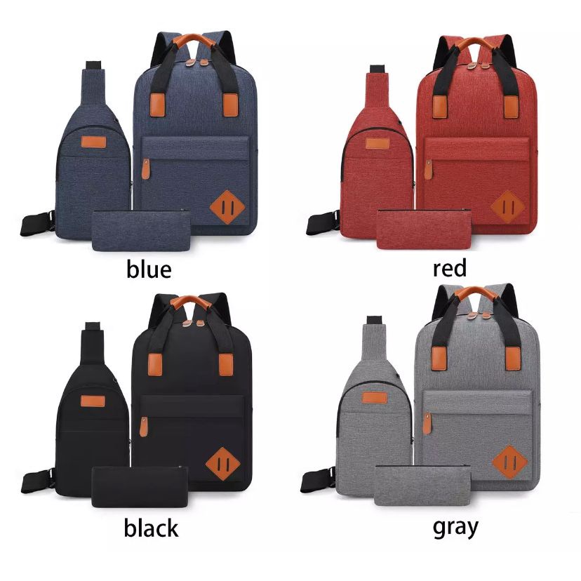 BUY 1 GET 3 Tas Pria Ransel SET 3 Tas Ransel 3 in 1 Tas Punggung Casual Pria Backpack Import Tas Kantor Unisex Tas Sekolah SMA-Kuliah Tas Kantoran