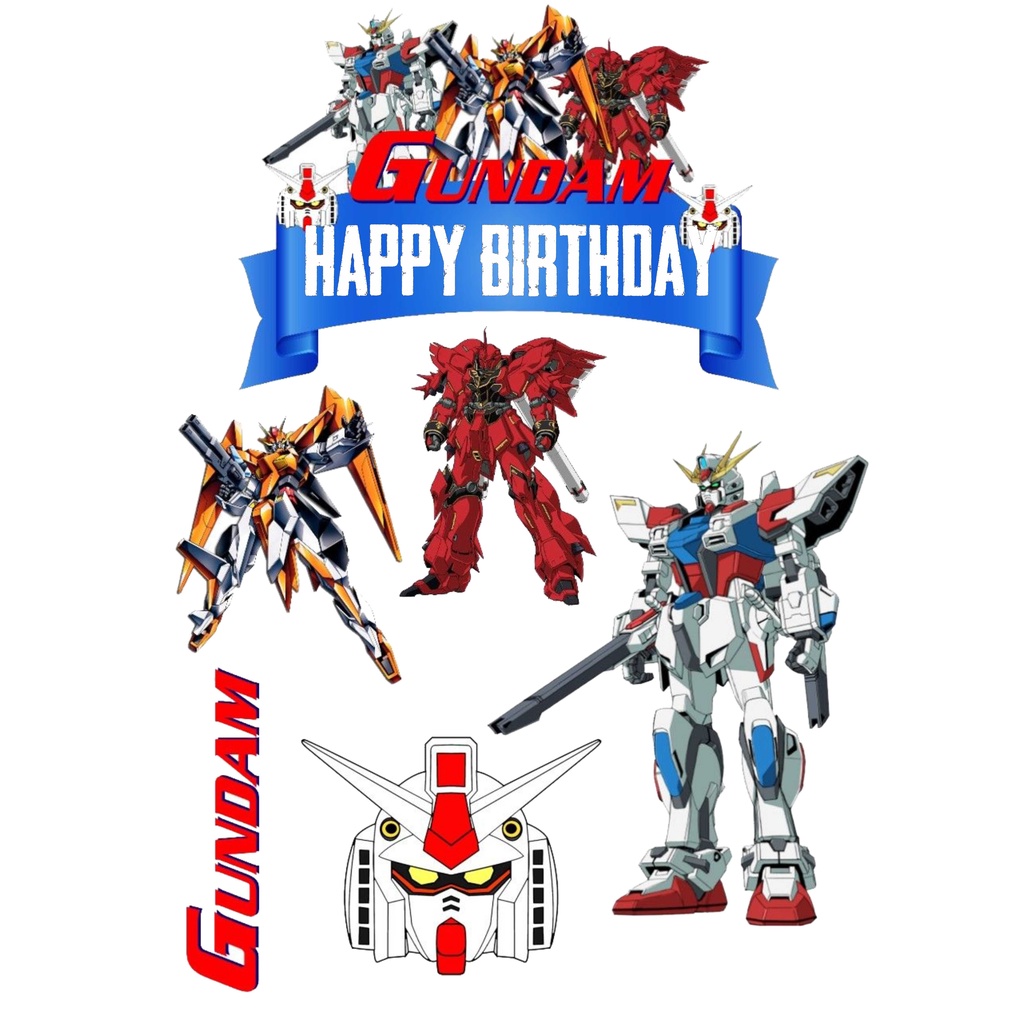 

TOPPER CAKE TOPPER ULANG TAHUN TOPPER ULTAH / HIASAN KUE GUNDAM