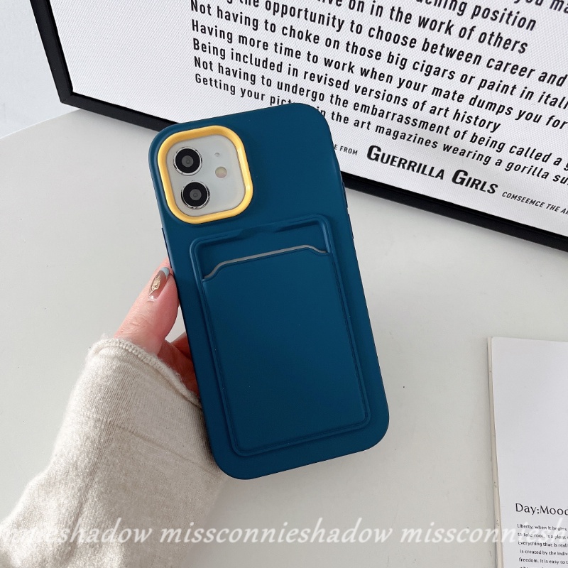 Casing Silikon iPhone 8 7 6 6S Plus XR 11 12 13 14 Pro MAX X XS MAX SE 2020 Warna Macaron + Slot Kartu