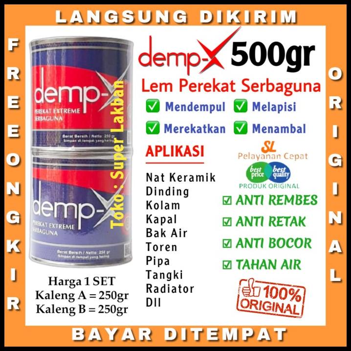 Lem Epoxy Anti Bocor Demp-X 500G Merekat Dalam Air Kolam Ikan - Renang