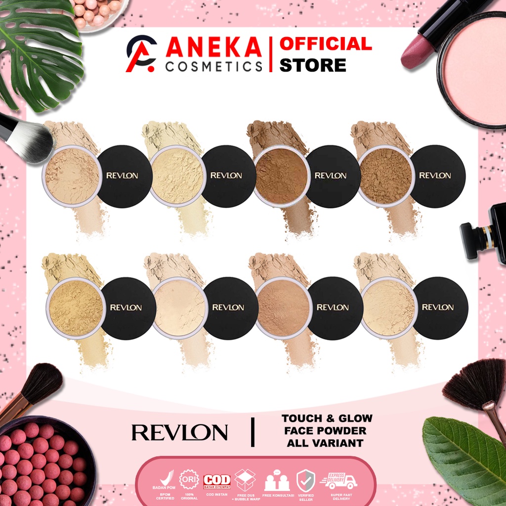 REVLON TOUCH AND GLOW FACE POWDER 43 GRAM (BEDAK TABUR LEMBUT DAN HASIL NATURAL) | CREAMY PEACH | PI