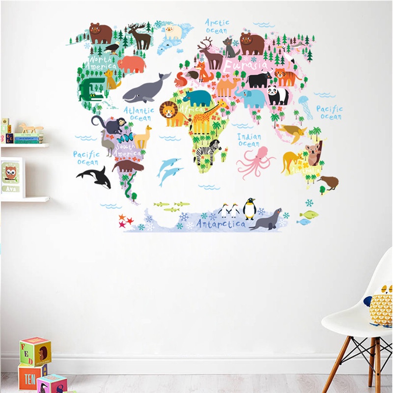 [GD] WALLSTICKER WALLSTIKER WALL SETIKER WALL STICKER STIKER STICKER DINDING TEMBOK MOTIF MAPS MAP PETA DUNIA KAMAR ANAK CEWEK COWOK KEREN MURAH BAGUS  Q 102