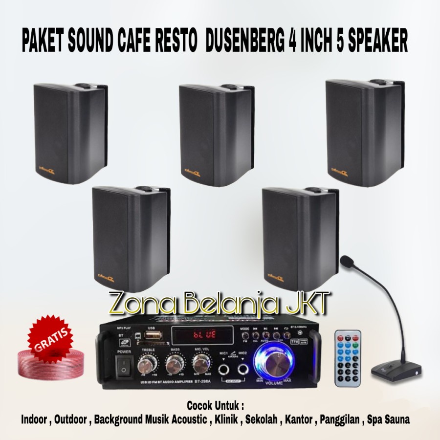 PAKET SOUND SYSTEM CAFE RESTO SPEAKER DUSENBERG 4 INCH 5 SPEAKER ( SET 2 )