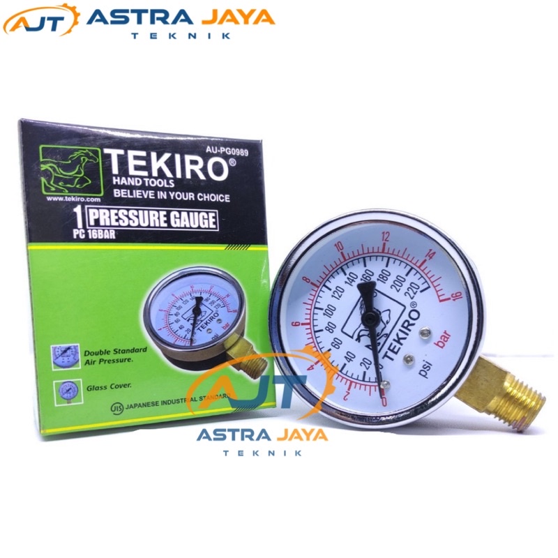 Jual TEKIRO Pressure Gauge 16 & 25 Bar Manometer Kompresor Alat Ukur