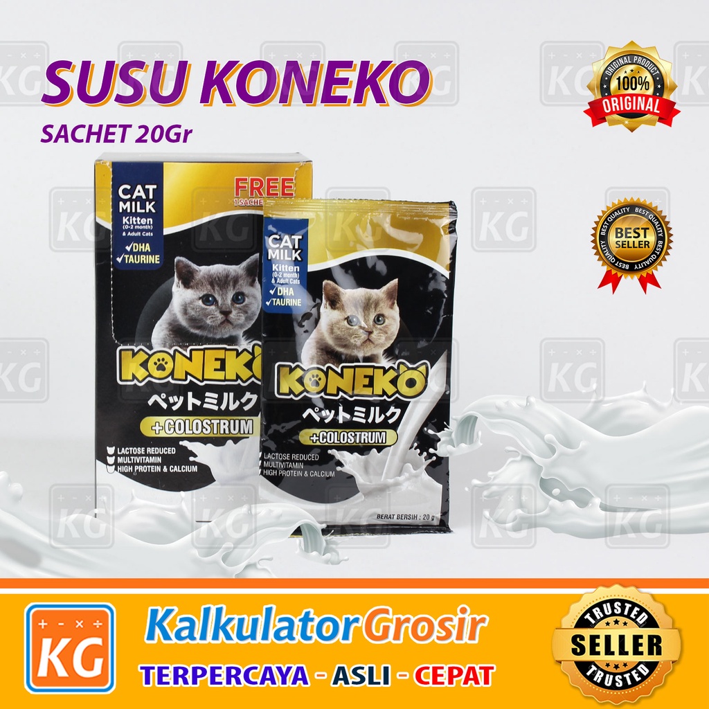 Koneko Baby Cat Milk 20gr Sachet / Susu Kucing Koneko 20gr Per Sachet Cat Milk / Japan Licensed / Baby Kitten &amp; Adult Cats No Growssy dengan Colostrum