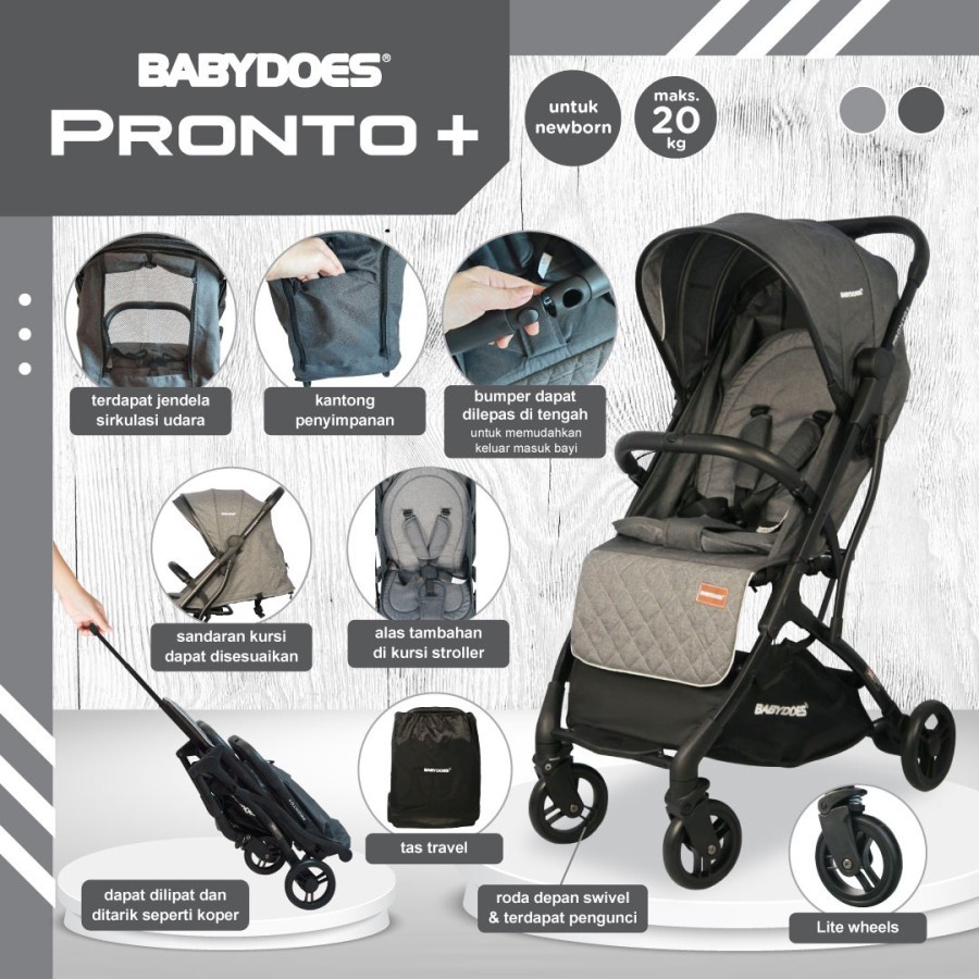 Makassar - Babydoes Stroller CH 2221 Pronto + Plus Kereta Dorong Bayi Cabin Size