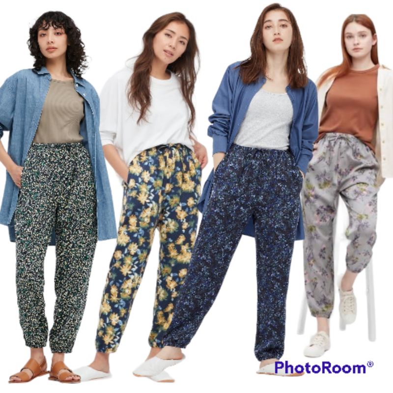 Celana wanita Jogger Uniqlo* Floral Motif