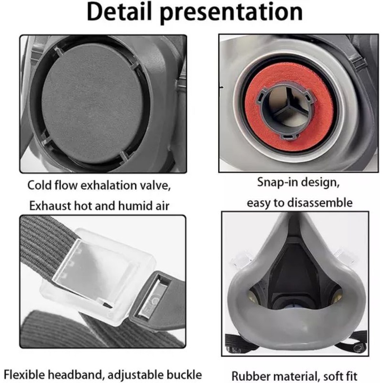 Masker Gas Respirator Industrial Mask Anti Virus Debu Racun Udara Pelindung dari Bahan Kimia Pabrik Pertambangan